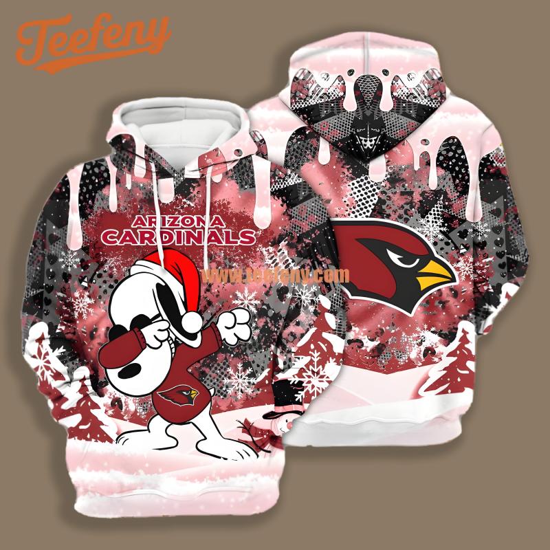 Arizona Cardinals Christmas Snoopy Peanuts 3D Graphic Hoodies