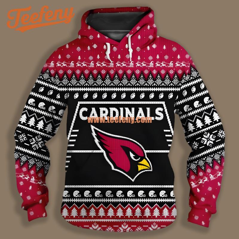 Arizona Cardinals Christmas Ugly 3D Design Hoodies