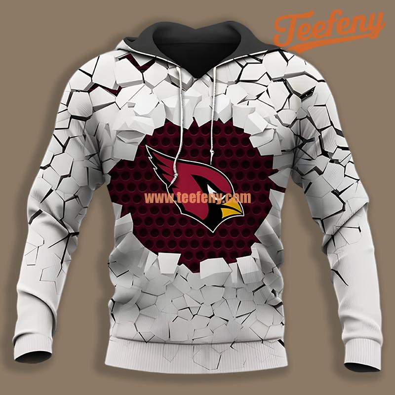 Arizona Cardinals Functional White 3D Art Hoodie