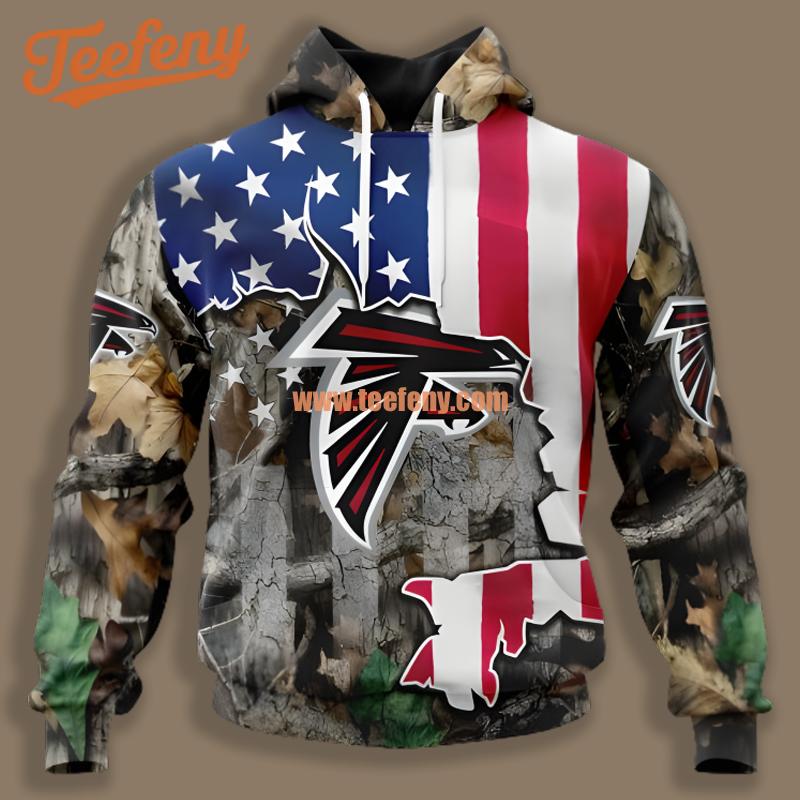 Atlanta Falcons American Flag Camo Patriotic 3D Hoodie Printing