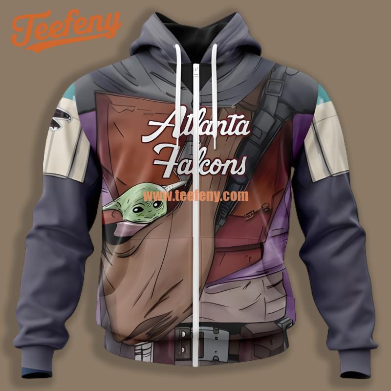 Atlanta Falcons Baby Yoda Mandalorian 3D Mens Hoodies