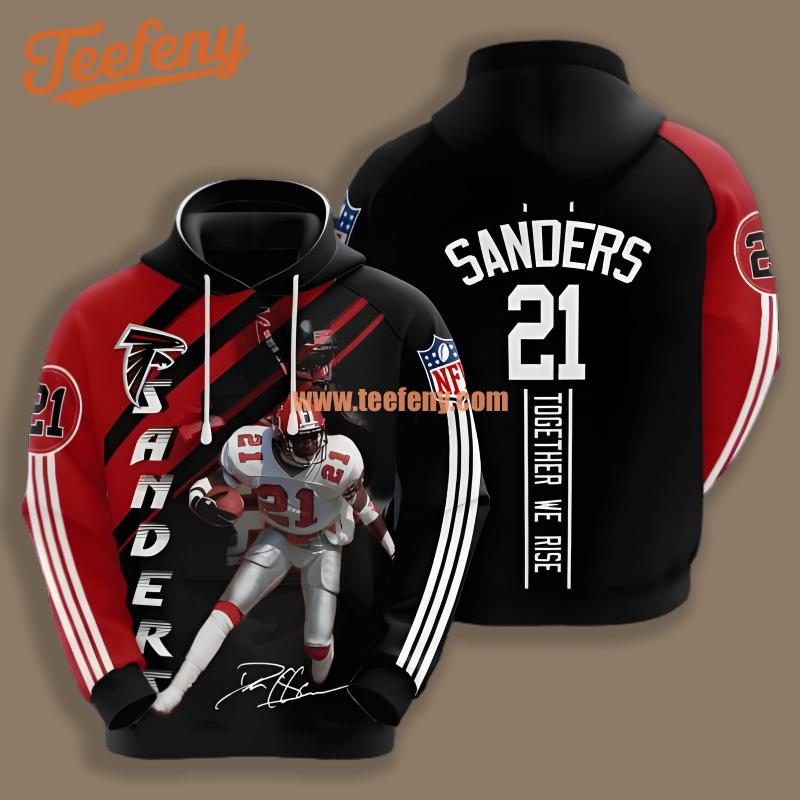 Atlanta Falcons Deion Sanders Player Black 3D Hoodie Pullover