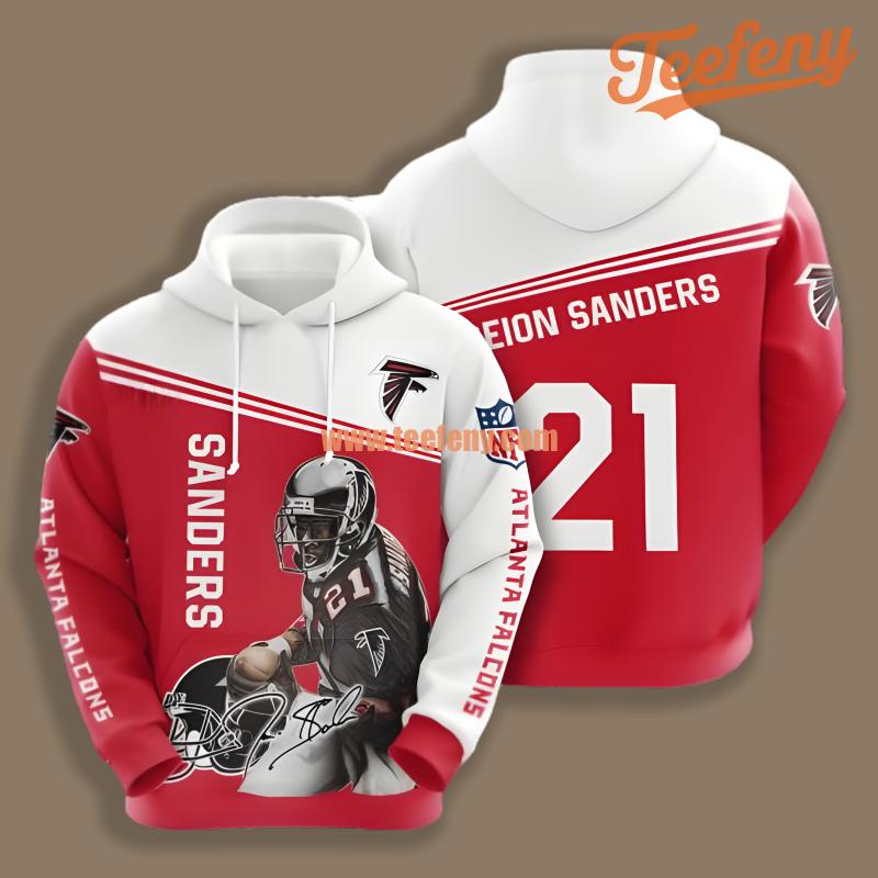 Atlanta Falcons Deion Sanders Player Red 3D Unisex Hoodies