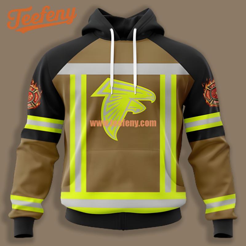 Atlanta Falcons Firefighter Reflective Safety Brown 3D Zip Up Hoodie
