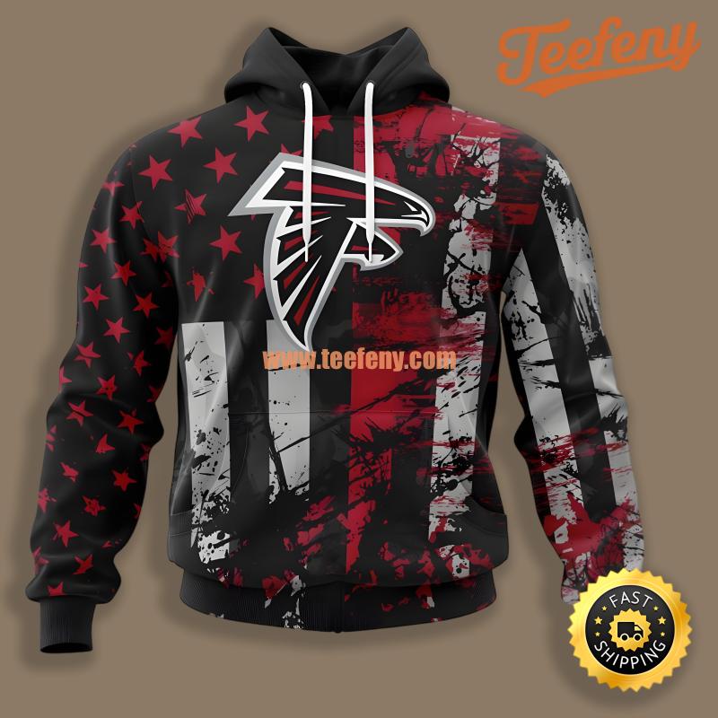Atlanta Falcons Grunge American Flag 3D Hoodies For Sale