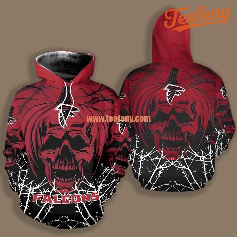 Atlanta Falcons Halloween Pumpkin Skull 3D Art Hoodie