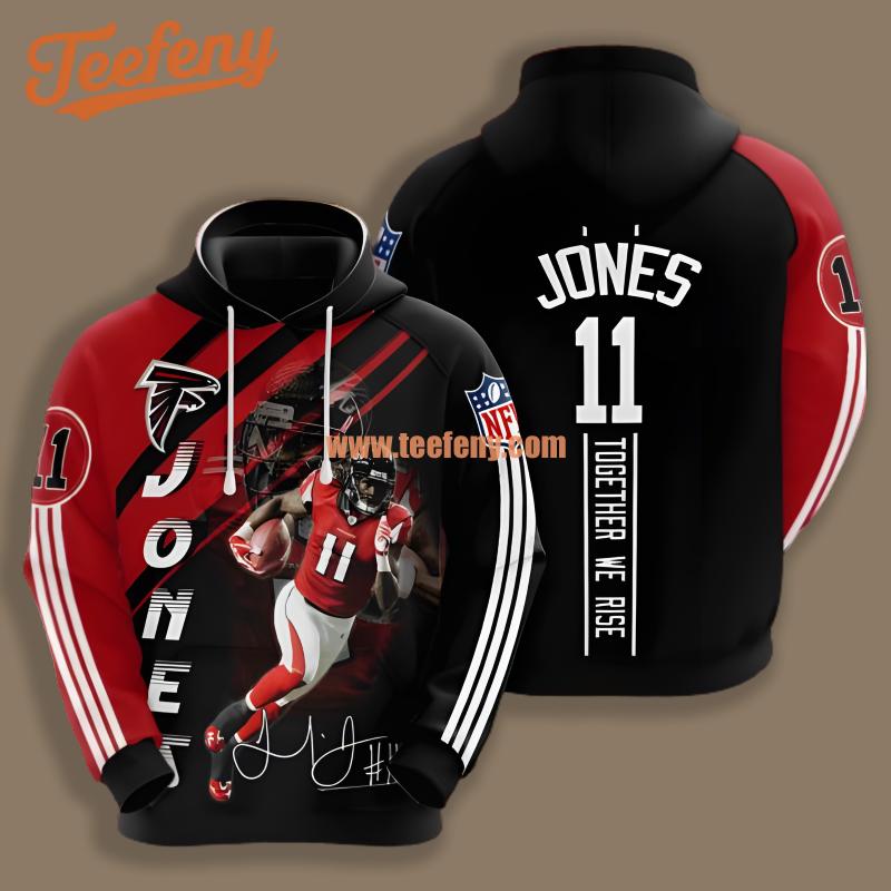 Atlanta Falcons Julio Jones Player Red 3D Puff Print Hoodie