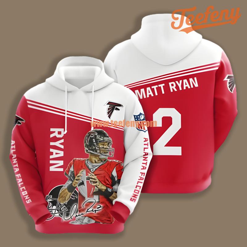Atlanta Falcons Matt Ryan Player Red 3D Puff Print Hoodie