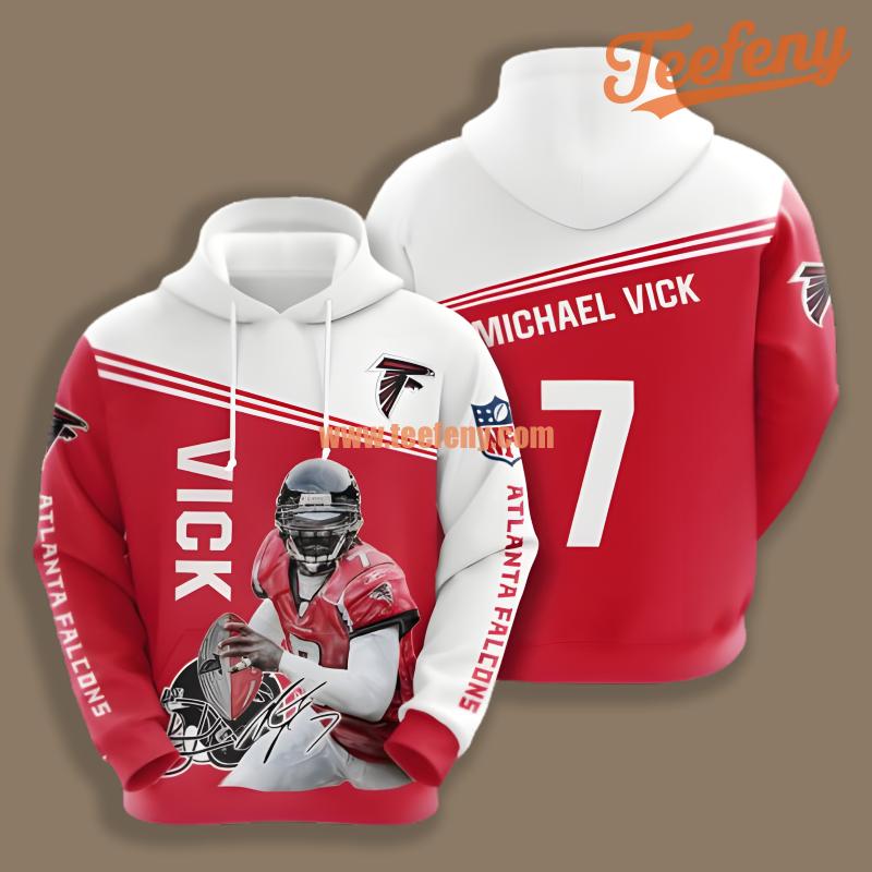Atlanta Falcons Michael Vick Player Red 3D Hoodies For Sale