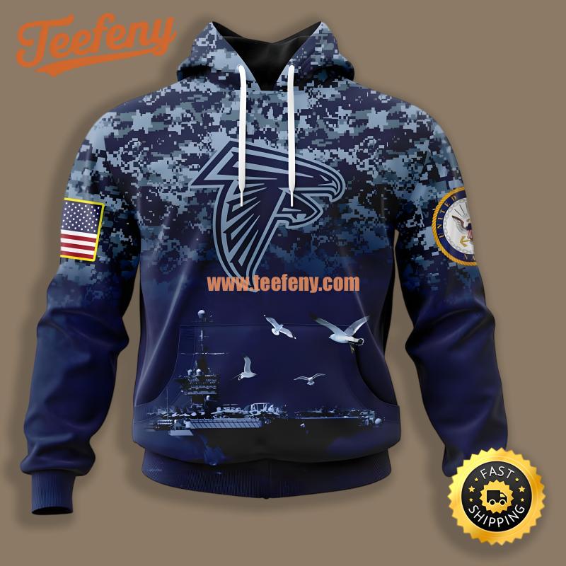 Atlanta Falcons Navy Camo 3D Print Hoodies