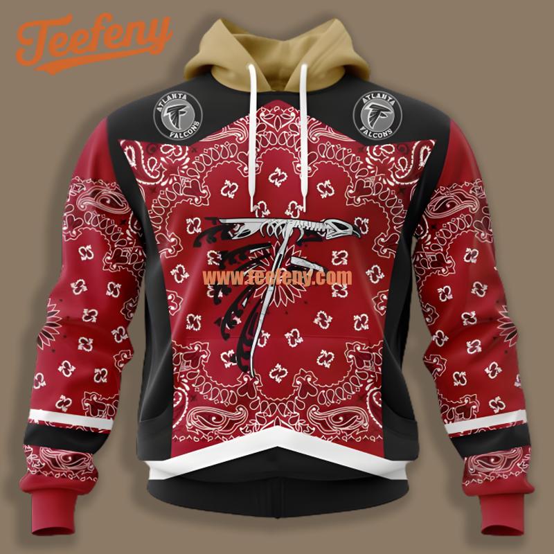Atlanta Falcons Red Bandana 3D Design Hoodies