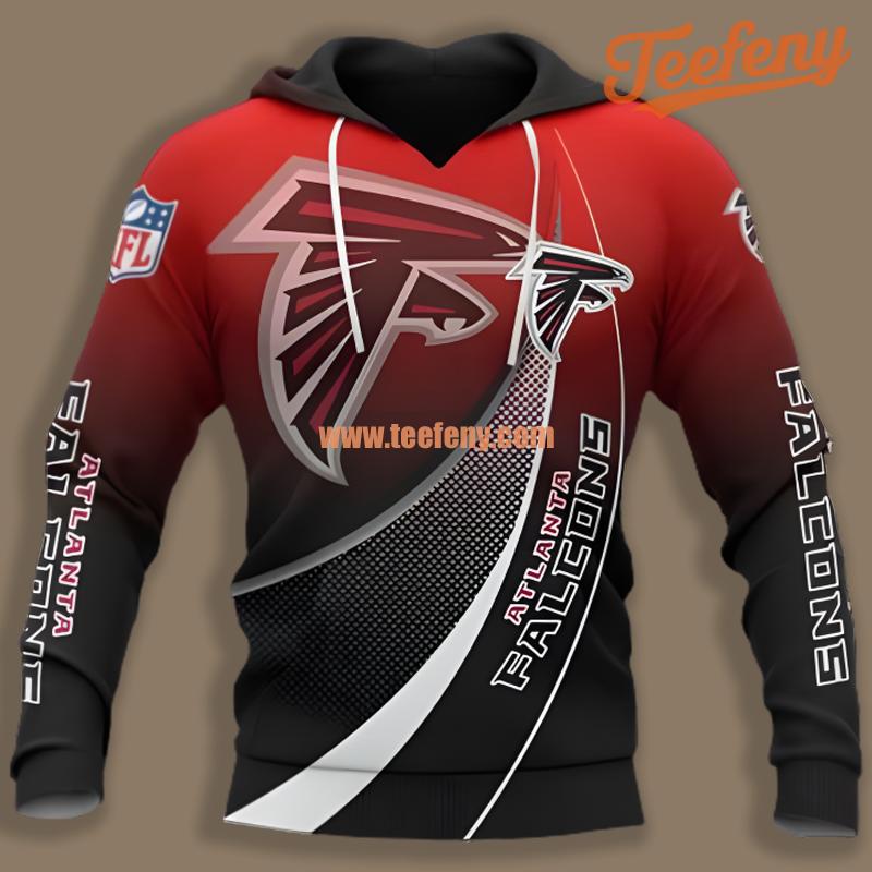 Atlanta Falcons Red Black Gradient 3D Hoodie Dad Mom