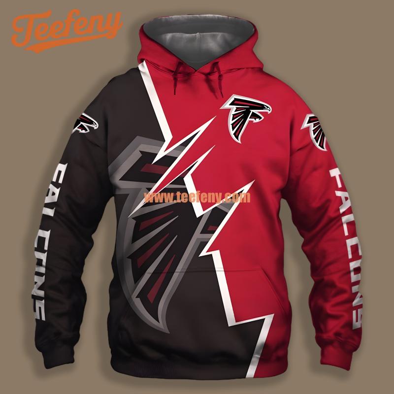 Atlanta Falcons Red Black Lightning Strike 3D Art Hoodie