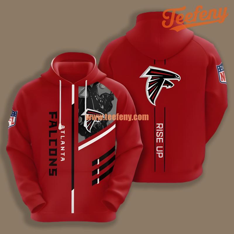 Atlanta Falcons Red Rise Up Vertical Text 3D Fashion Hoodie