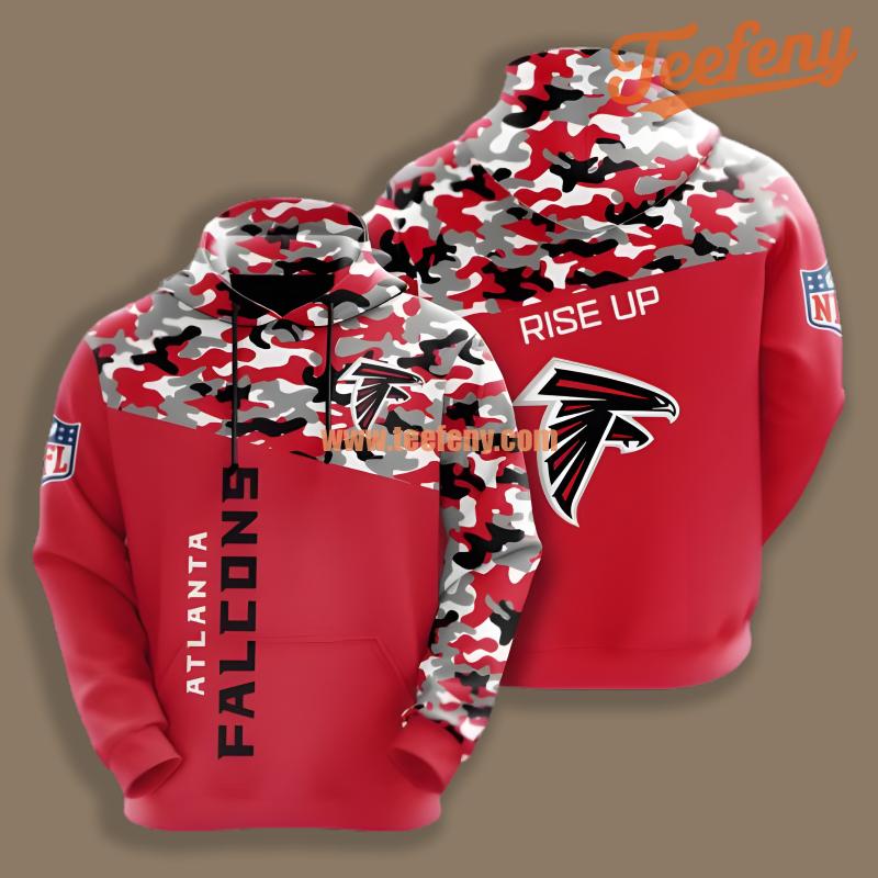 Atlanta Falcons Rise Up Red Camo 3D Youth Hoodie