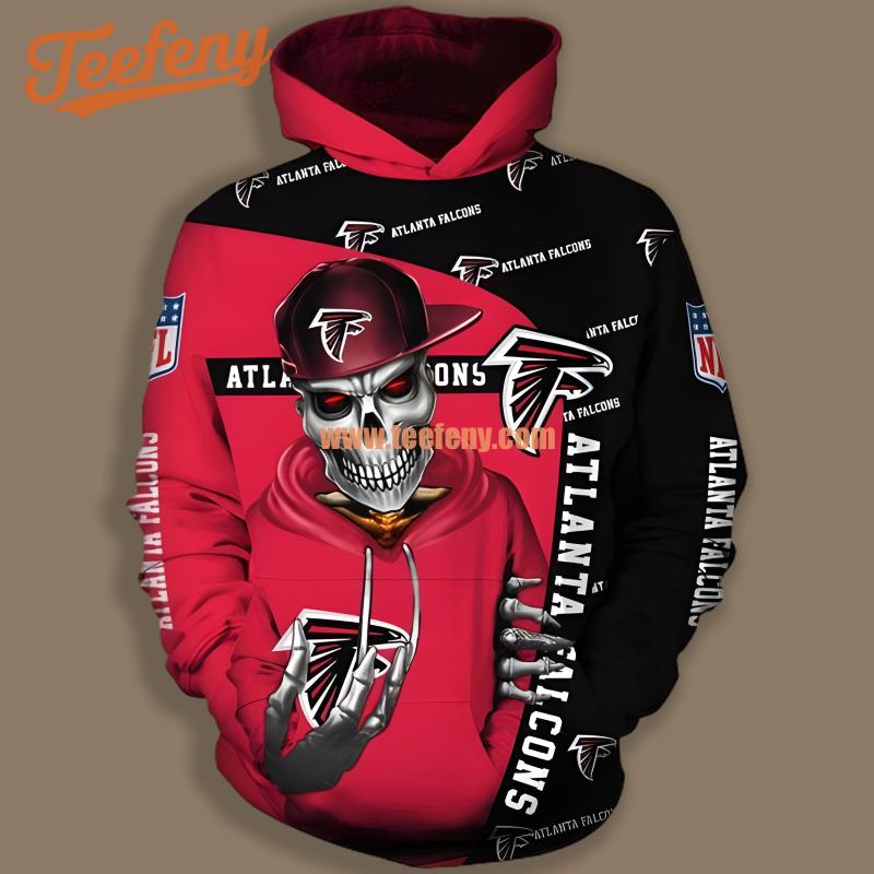 Atlanta Falcons Skull Streetwear Red 3D Unisex Hoodies