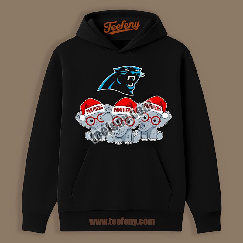 Carolina Panthers Christmas Elephants Hoodie In Vintage Style Carolina Panthers Christmas Elephants Hoodie In Vintage Style