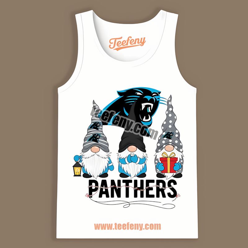 Carolina Panthers Christmas Gnomes Unisex Tanktop For Holidays Carolina Panthers Christmas Gnomes Unisex Tanktop For Holidays