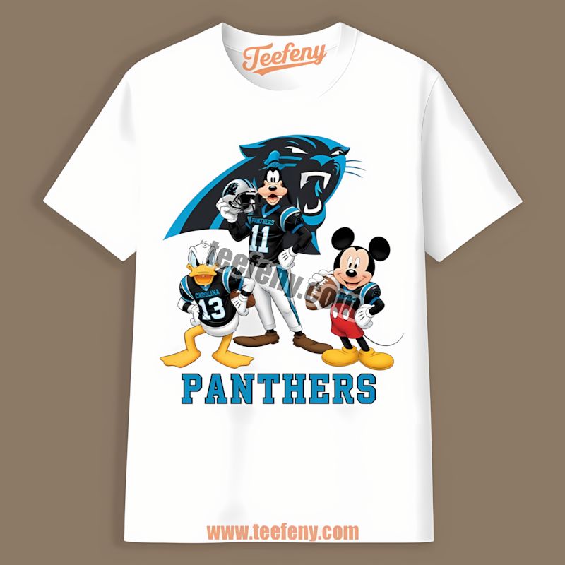 Carolina Panthers Disney Mickey Donald Goofy Shirt In Color