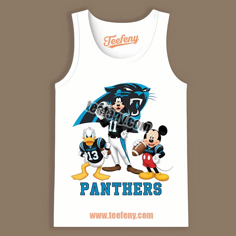 Carolina Panthers Disney Mickey Donald Goofy Tanktop In Color Carolina Panthers Disney Mickey Donald Goofy Tanktop In Color