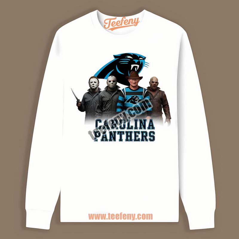 Carolina Panthers Halloween Horror Killers Long Sleeve In Cotton Carolina Panthers Halloween Horror Killers Long Sleeve In Cotton
