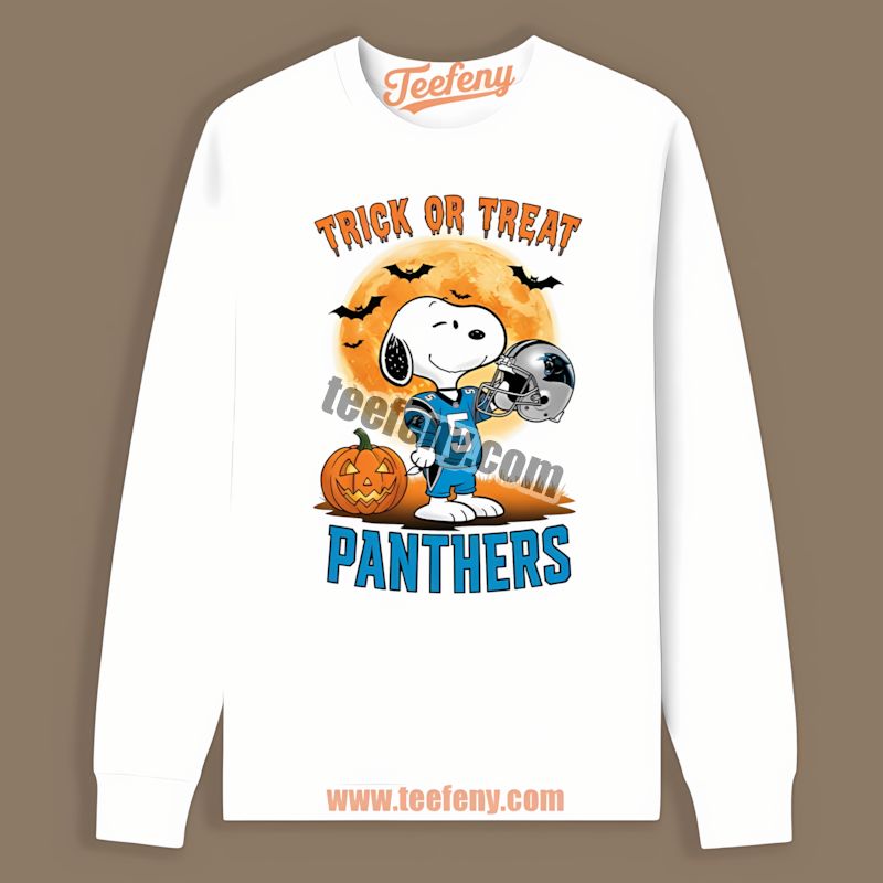Carolina Panthers Halloween Snoopy Trick Or Treat Long Sleeve Carolina Panthers Halloween Snoopy Trick Or Treat Long Sleeve
