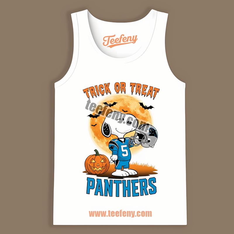 Carolina Panthers Halloween Snoopy Trick Or Treat Tanktop Carolina Panthers Halloween Snoopy Trick Or Treat Tanktop