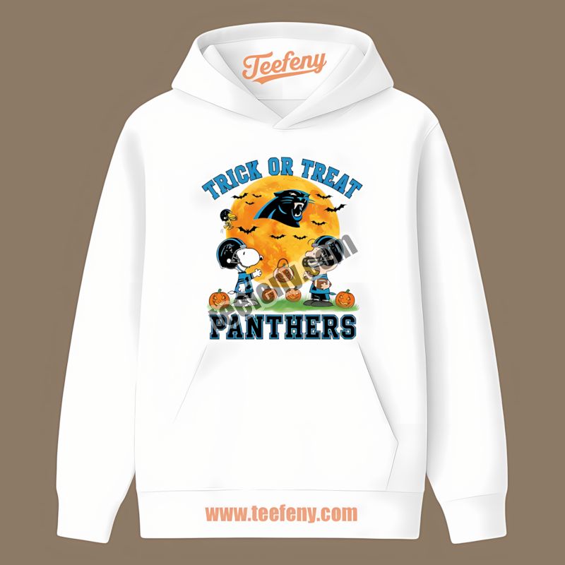 Carolina Panthers Halloween Trick Treat Charlie Snoopy Hoodie Carolina Panthers Halloween Trick Treat Charlie Snoopy Hoodie