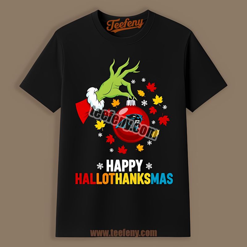 Carolina Panthers Happy Hallothanksmas Shirt Graphic