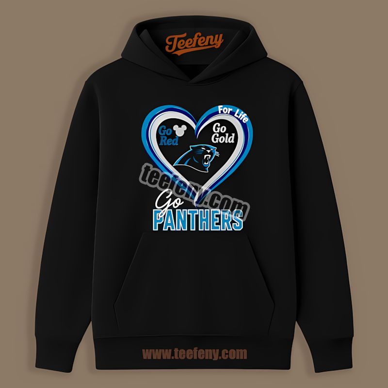 Carolina Panthers Heart Go Red Gold Unisex Hoodie Carolina Panthers Heart Go Red Gold Unisex Hoodie
