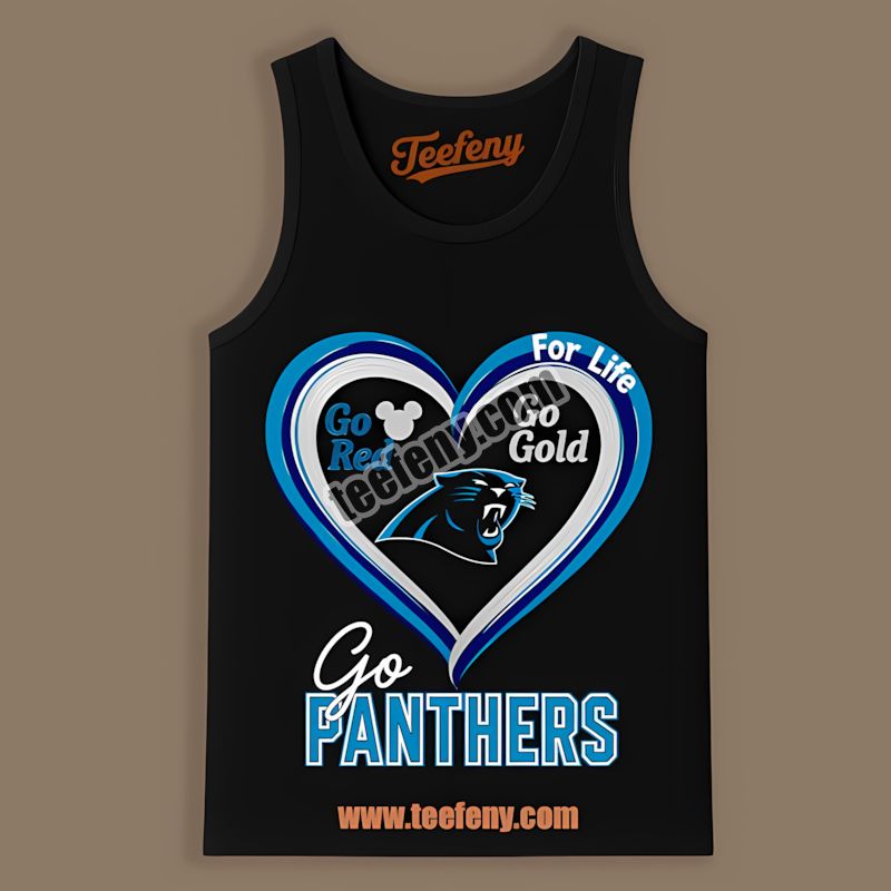 Carolina Panthers Heart Go Red Gold Unisex Tanktop Carolina Panthers Heart Go Red Gold Unisex Tanktop