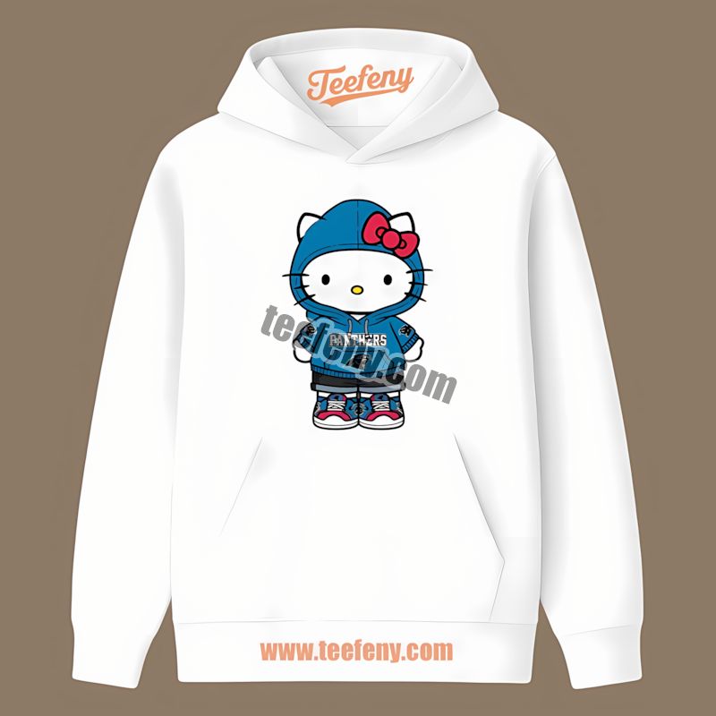 Carolina Panthers Hello Kitty Hoodie In Vintage Style Carolina Panthers Hello Kitty Hoodie In Vintage Style