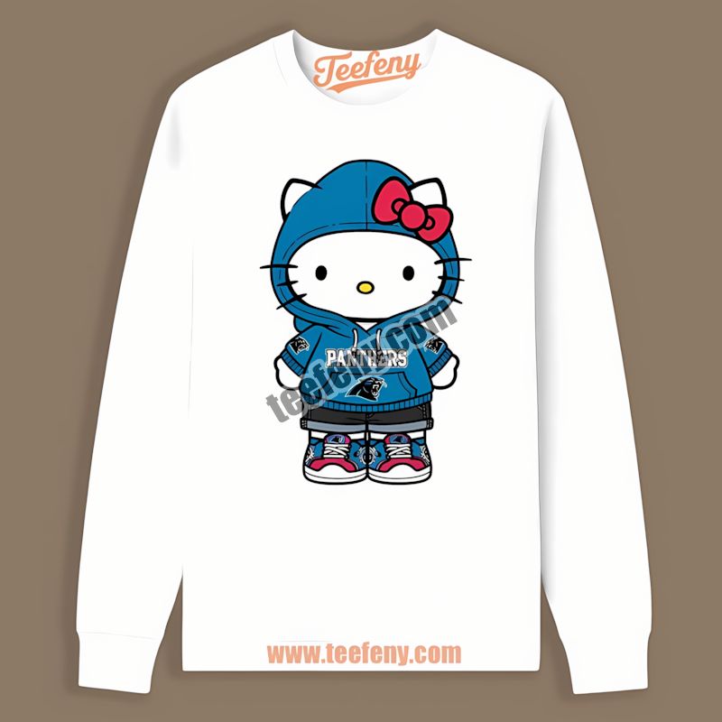Carolina Panthers Hello Kitty Long Sleeve In Vintage Style Carolina Panthers Hello Kitty Long Sleeve In Vintage Style