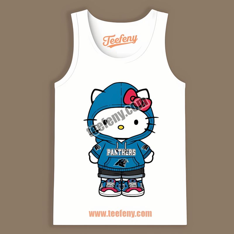 Carolina Panthers Hello Kitty Tanktop In Vintage Style Carolina Panthers Hello Kitty Tanktop In Vintage Style