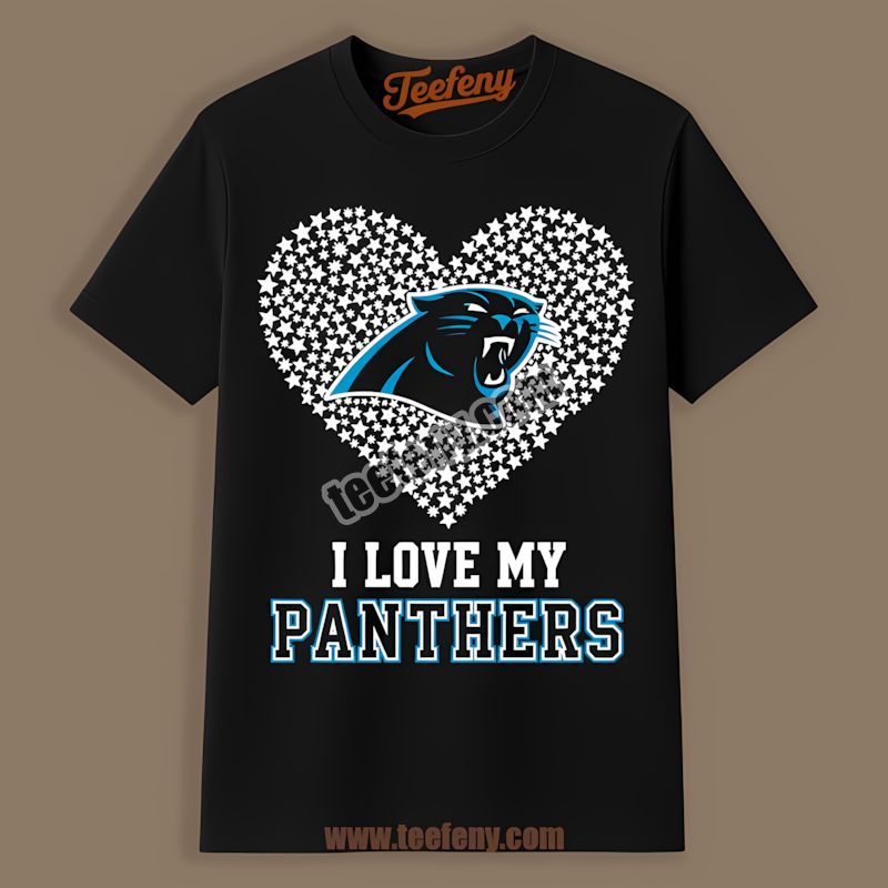 Carolina Panthers I Love My Panthers Shirt With Heart Print