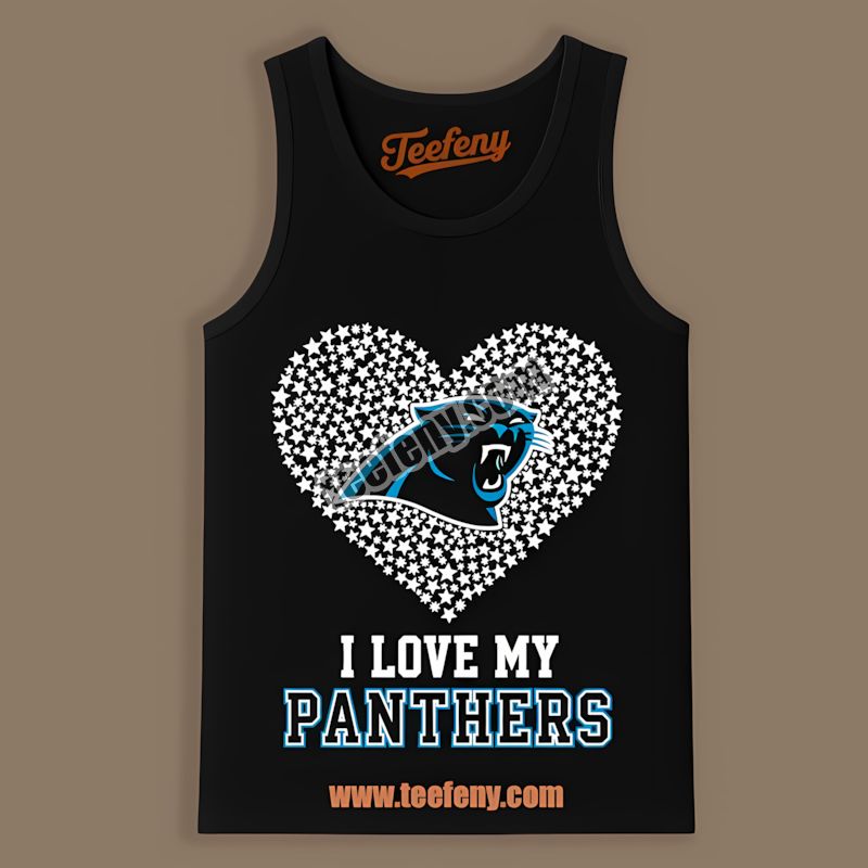 Carolina Panthers I Love My Panthers Tanktop With Heart Print Carolina Panthers I Love My Panthers Tanktop With Heart Print