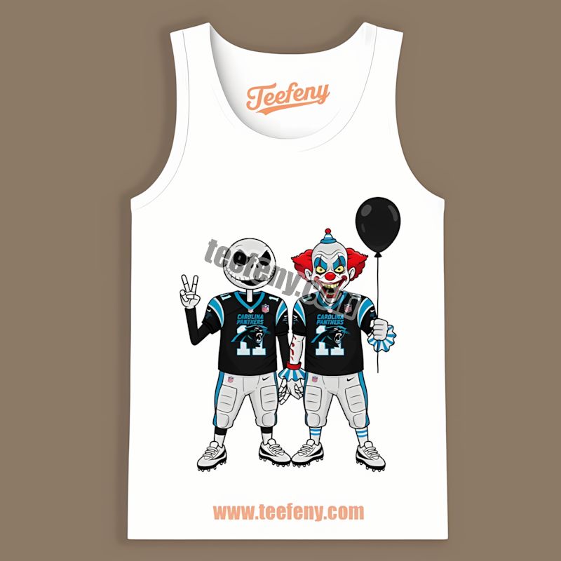 Carolina Panthers Jack Skellington Pennywise Halloween Tanktop Carolina Panthers Jack Skellington Pennywise Halloween Tanktop