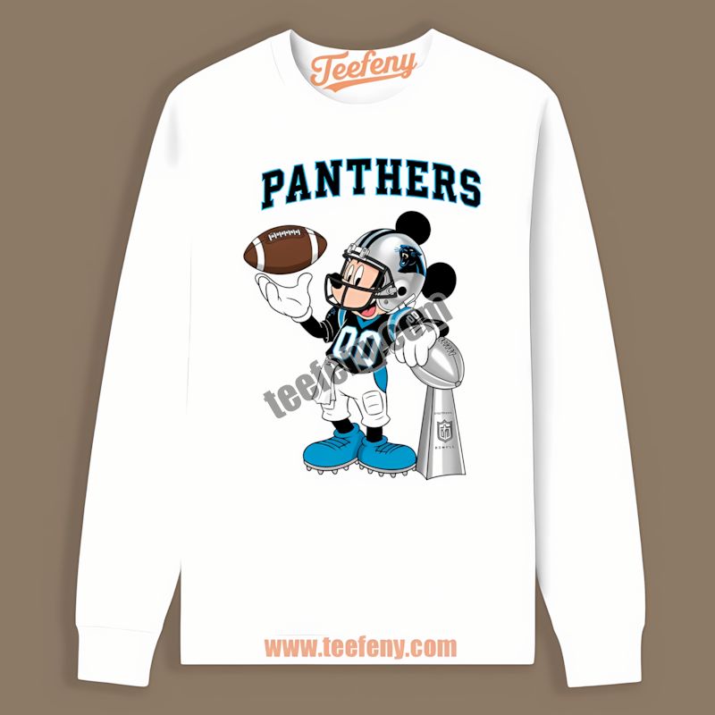 Carolina Panthers Mickey Super Bowl Football Color Long Sleeve Carolina Panthers Mickey Super Bowl Football Color Long Sleeve