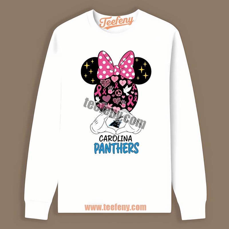 Carolina Panthers Minnie Mouse Breast Cancer Long Sleeve Carolina Panthers Minnie Mouse Breast Cancer Long Sleeve