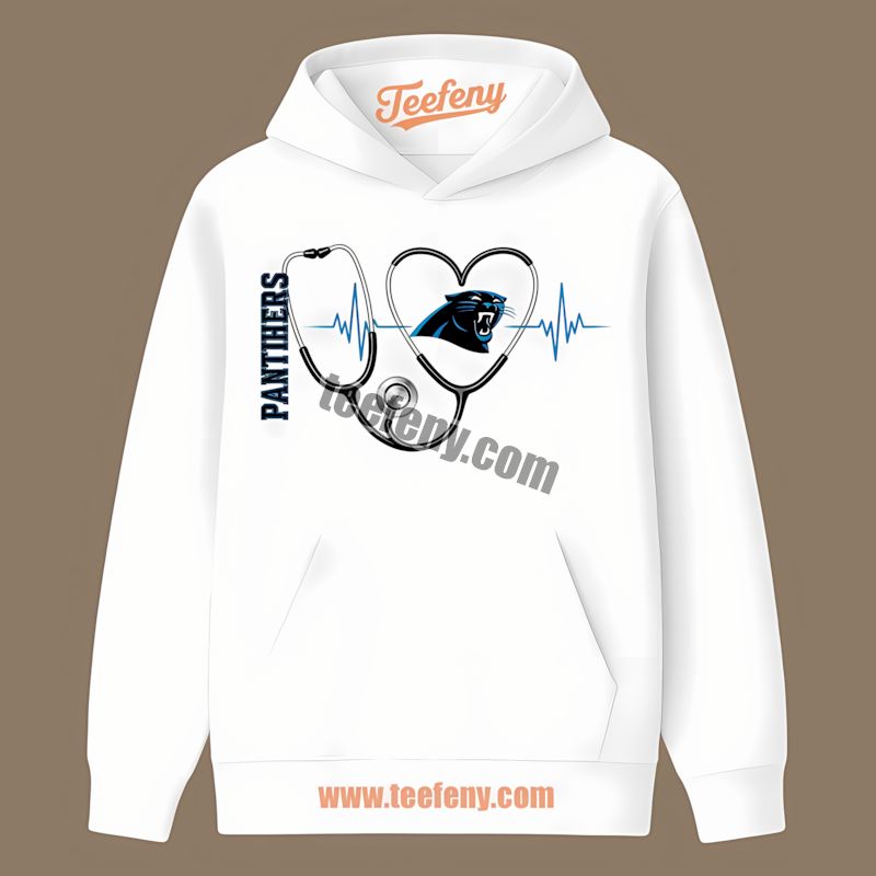 Carolina Panthers Nurse Heartbeat Hoodie In Color Design Carolina Panthers Nurse Heartbeat Hoodie In Color Design