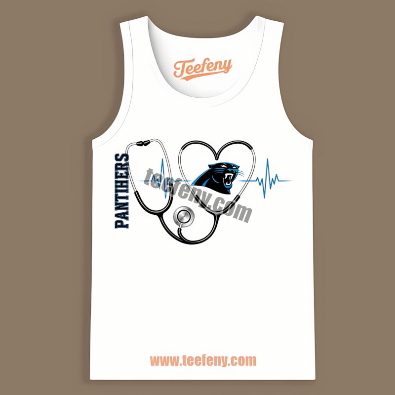 Carolina Panthers Nurse Heartbeat Tanktop In Color Design Carolina Panthers Nurse Heartbeat Tanktop In Color Design