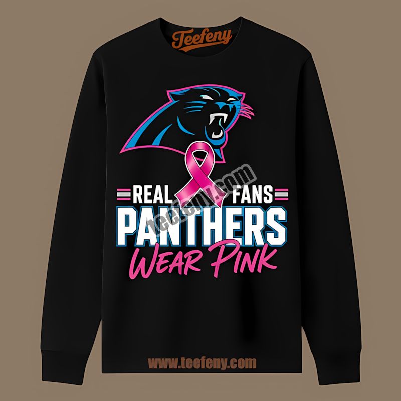 Carolina Panthers Real Fans Wear Pink Awareness Long Sleeve Carolina Panthers Real Fans Wear Pink Awareness Long Sleeve