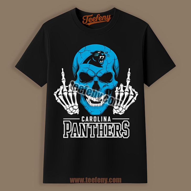Carolina Panthers Skull Middle Finger Shirt Bold Design