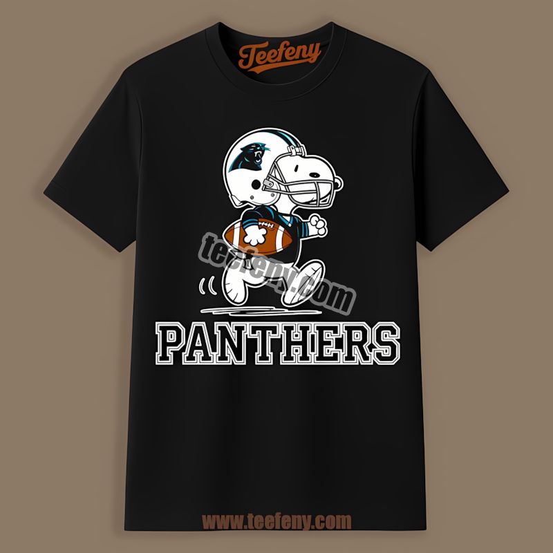 Carolina Panthers Snoopy Football Running Shirt In Cotton