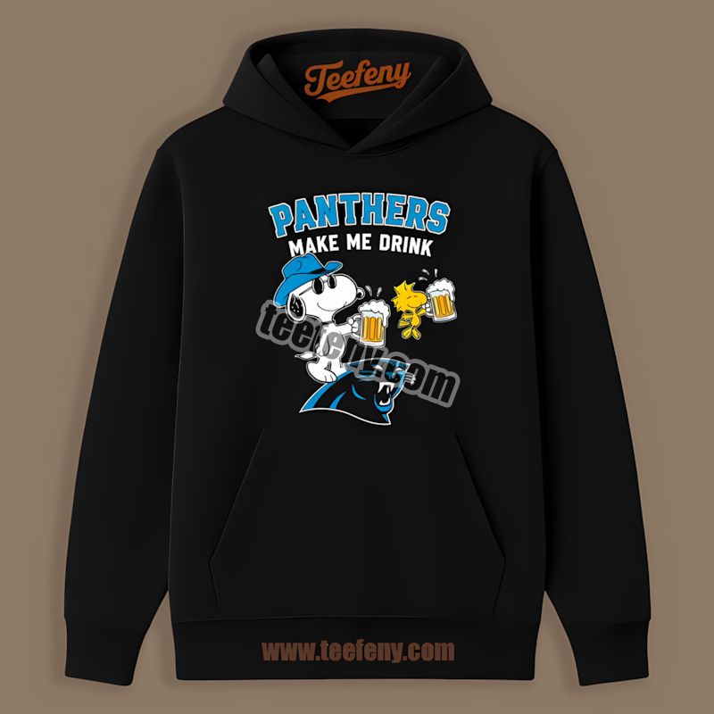 Carolina Panthers Snoopy Make Me Drink Hoodie In Cotton Carolina Panthers Snoopy Make Me Drink Hoodie In Cotton