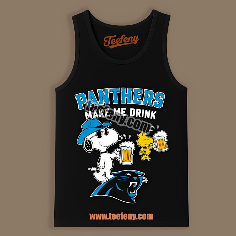 Carolina Panthers Snoopy Make Me Drink Tanktop In Cotton Carolina Panthers Snoopy Make Me Drink Tanktop In Cotton