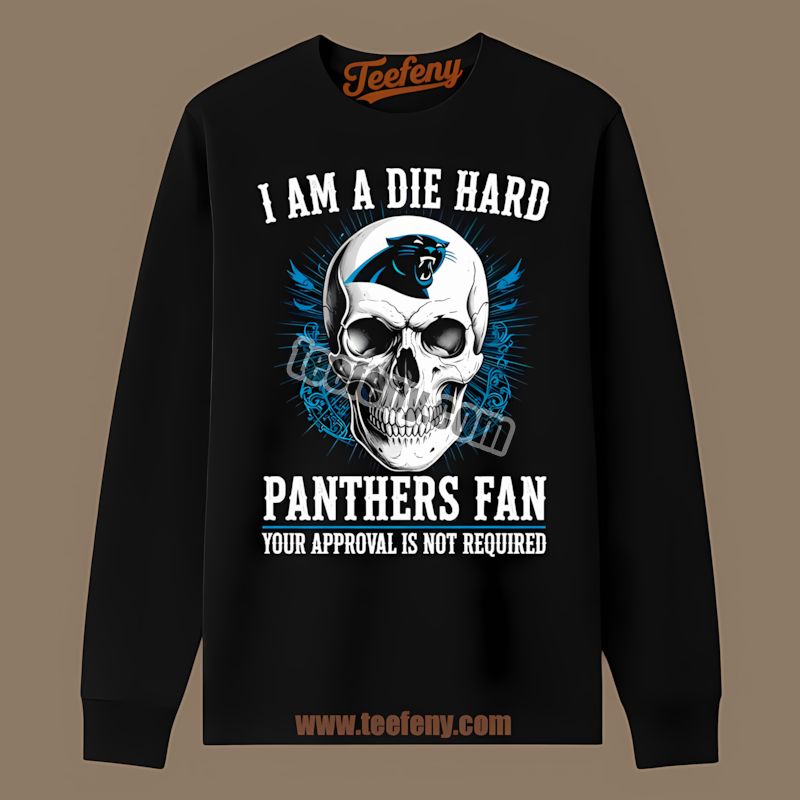 Die Hard Carolina Panthers Fan Skull Themed Regular Long Sleeve Die Hard Carolina Panthers Fan Skull Themed Regular Long Sleeve