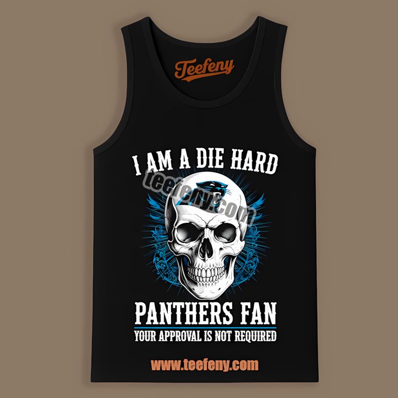 Die Hard Carolina Panthers Fan Skull Themed Regular Tanktop Die Hard Carolina Panthers Fan Skull Themed Regular Tanktop