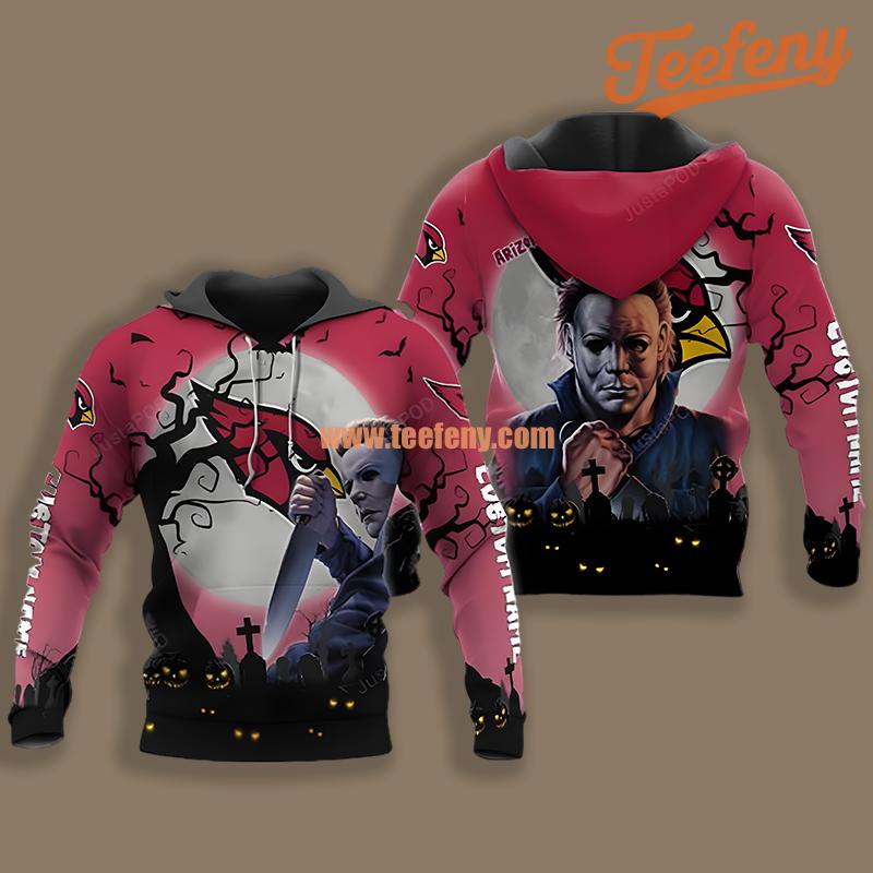 Halloween Arizona Cardinals Michael Myers 3D Hoodie Novelty