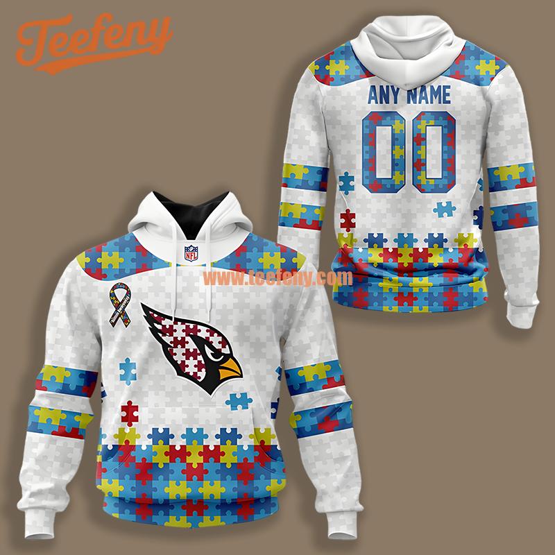 Personalized Arizona Cardinals Autism Awareness 3D Hoodie Dad Mom